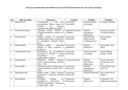 Lista prac zakwalifikowanych do XXII edycji