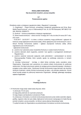 Regulamin akcji. - daj się ponieść zmysłom.