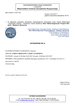 Wojew&oacute;dzkie Centrum Zarządzania Kryzysowego OSTRZEŻENIE