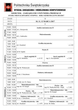 KIERUNEK – ZARZĄDZANIE I INŻYNIERIA PRODUKCJI