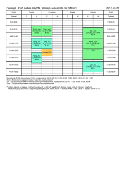 Plan zajęć - dr in . Barbara Sorychta