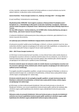 a) imię, nazwisko, zajmowane stanowisko lub funkcje pełnione w