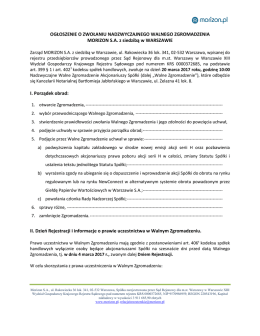 OGŁOSZENIE O ZWOŁANIU NADZWYCZAJNEGO WALNEGO