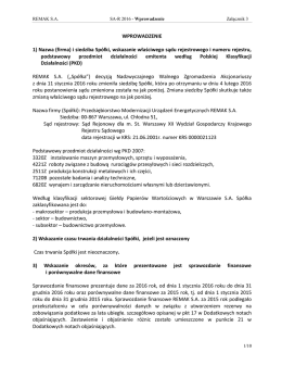 WPROWADZENIE 1) Nazwa (firma) i siedziba Sp&oacute;łki