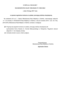 UCHWAŁA NR II/6/2017 MŁODZIEŻOWEJ RADY