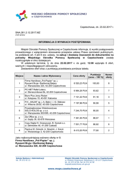 Informacja o wynikach postępowania