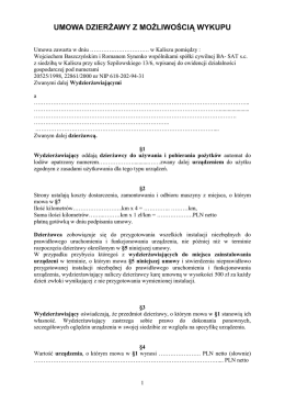 umowa dzierżawy z możliwościa wykupu
