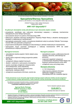 Specjalista/Starszy Specjalista