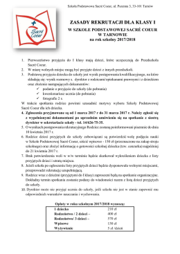 ZASADY REKRUTACJI DLA KLASY I