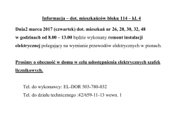 Informacja &ndash; dot. mieszkańc&oacute;w bloku 114