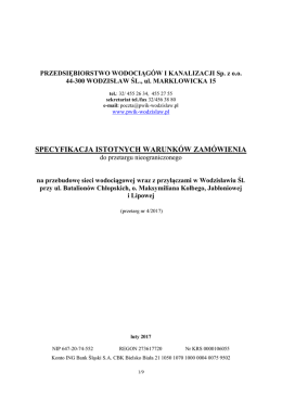 specyfikacja istotnych warunków zamówienia