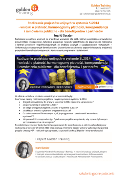 Rozliczanie projektów unijnych w systemie SL2014