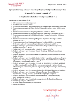XXXVI Sesja Rady Miejskiej…