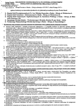 V Sku“ o konkursach NA STANOWISKA DYREKTORÓW