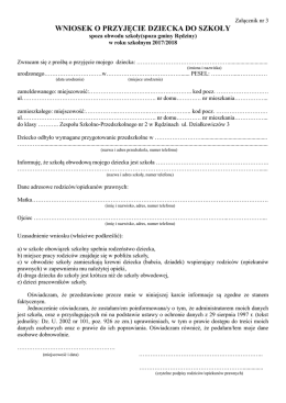 wniosek o przyjęcie dziecka do szkoły