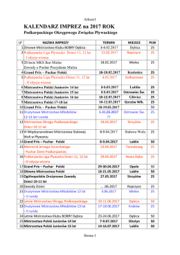 KALENDARZ IMPREZ na 2017 ROK