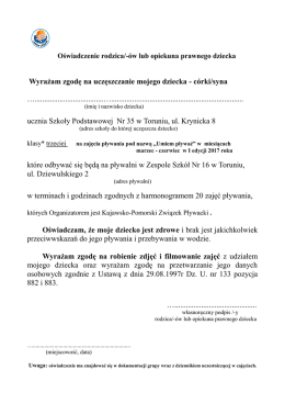 Wyrażam zgodę na uczęszczanie mojego dziecka