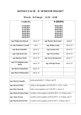 KONSULTACJE II SEMESTR 2016/2017