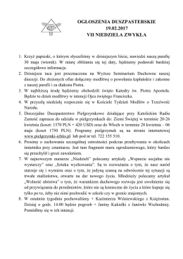 VII Niedziela Zwykła