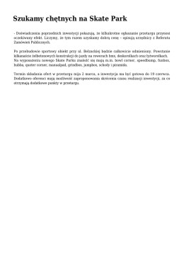 Szukamy chętnych na Skate Park
