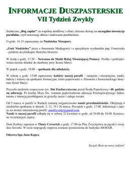 INFORMACJE DUSZPASTERSKIE