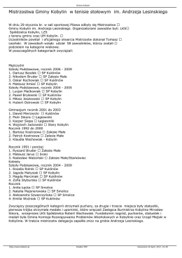 Mistrzostwa Gminy Kobylin w tenisie stołowym im