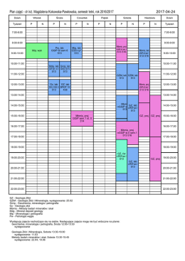 Plan zajęć - dr in . Magdalena Kokowska