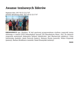 Awanse tenisowych lider&oacute;w
