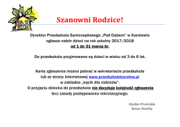 Nabór dzieci na rok szkolny 2017/2018