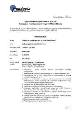 Sprawozdanie merytoryczne za 2016 rok Fundacji na rzecz
