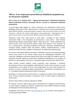 100 tys. zł na rozpoczęcie pozarolniczej działalności gospodarczej