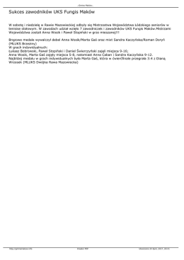 Sukces zawodnik&oacute;w UKS Fungis Mak&oacute;w
