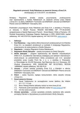 Regulamin promocji: Kody Rabatowe za zawarcie Umowy z Enea