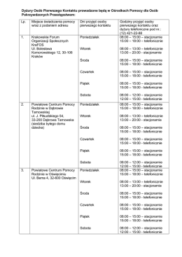 Grafik dyżurów Osób Pierwszego Kontaktu