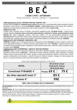 bec vikend paket - januar, februar, mart 2017