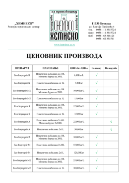 ценовник производа