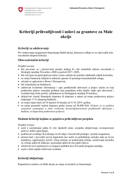 Kriteriji prihvatljivosti i uslovi za grantove za Male akcije