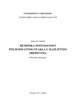 hemijska postojanost polifosfatnog stakla u različitim