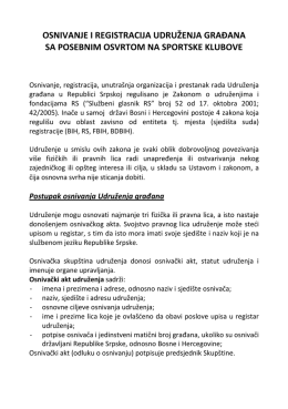 osnivanje i registracija udruženja građana sa posebnim osvrtom na