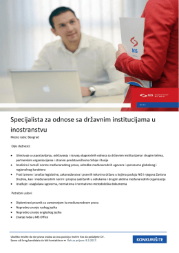 Specijalista za odnose sa državnim institucijama u inostranstvu