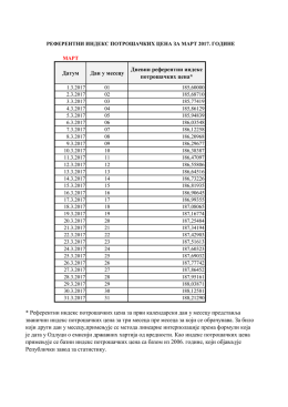 Referentni indeks potro&scaron;ačkih cena MART 2017