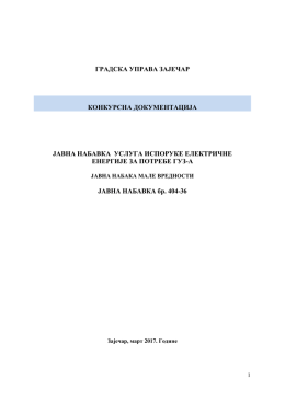 ГРАДСКА УПРАВА ЗАЈЕЧАР КОНКУРСНА ДОКУМЕНТАЦИЈА