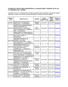 LIKVIDACIJE: OBJAVLJENA OBAVE&Scaron;TENJA O LIKVIDACIJAMA U