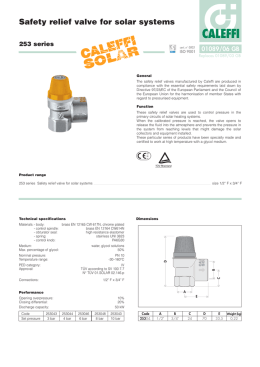 Safety relief valve for solar systems