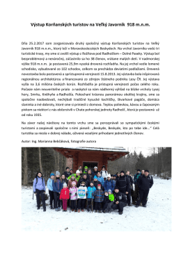 Výstup Korňanských turistov na Veľký Javorník 918 m.n.m.