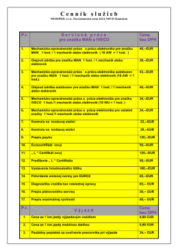 Cenn&iacute;k služieb