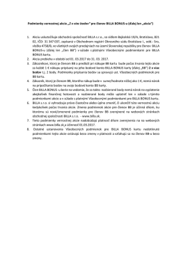 Podmienky vernostnej akcie „2 x viac bodov“ pre členov BILLA