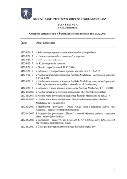 Uznesenia z XIX. zasadnutia OZ zo dňa 27.02.2017