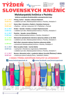 Týždeň slovenských knižníc 13. - 18. 3. 2017