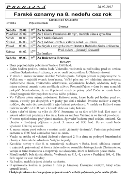 Farské oznamy - 8. nedeľa cez rok